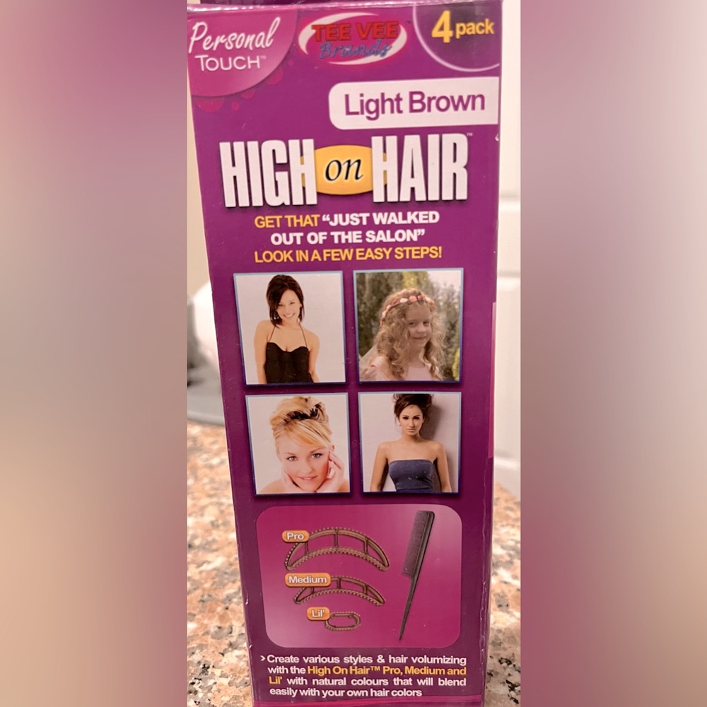 Tee Vee Brands High on Hair 4-pack, Light Brown